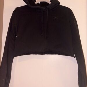 Gymshark Black Cropped Hoodie with Subtle Logo